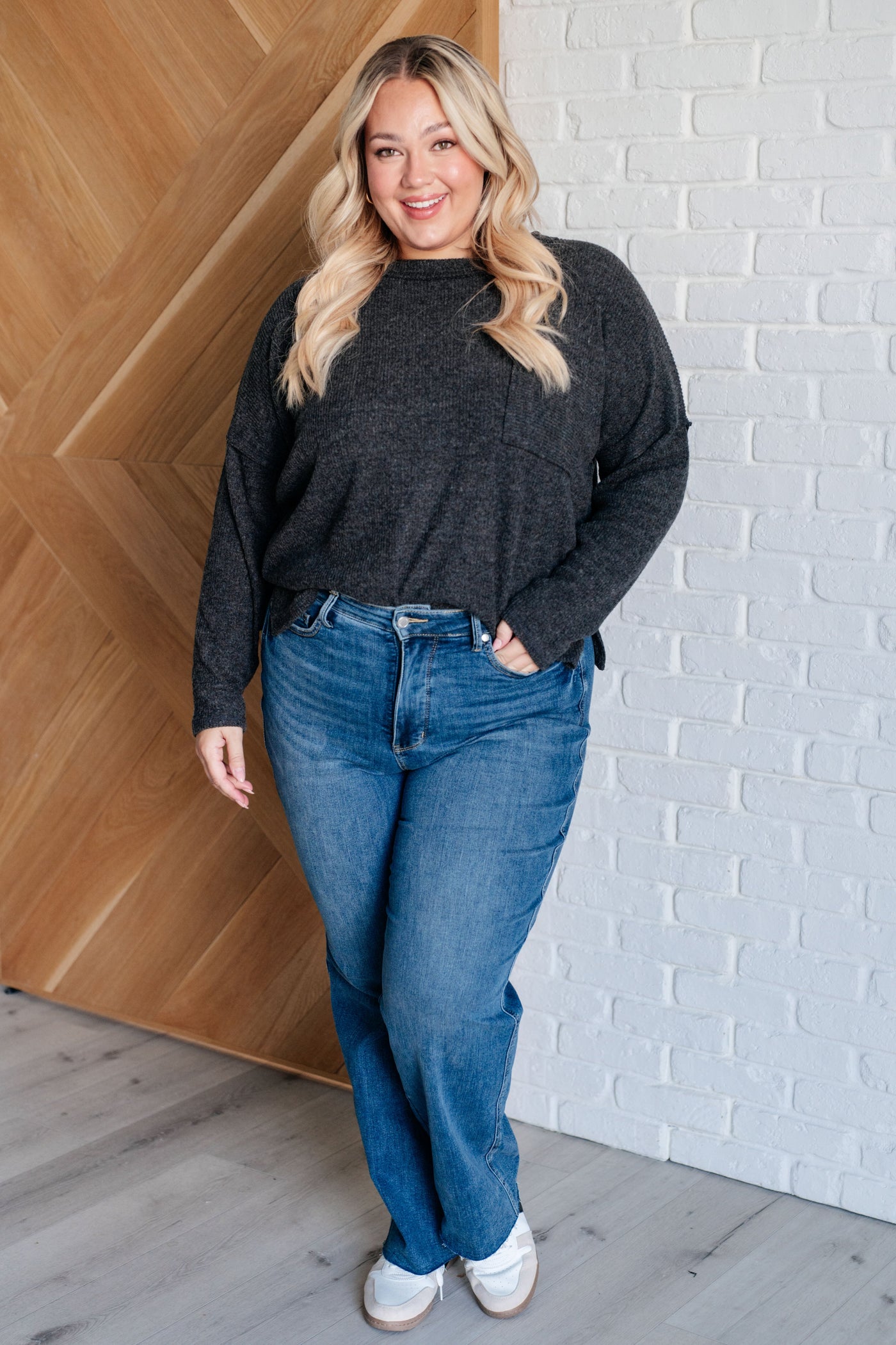 Casual Tuesday Ribbed Knit Sweater in Black Southern Soul Collectives