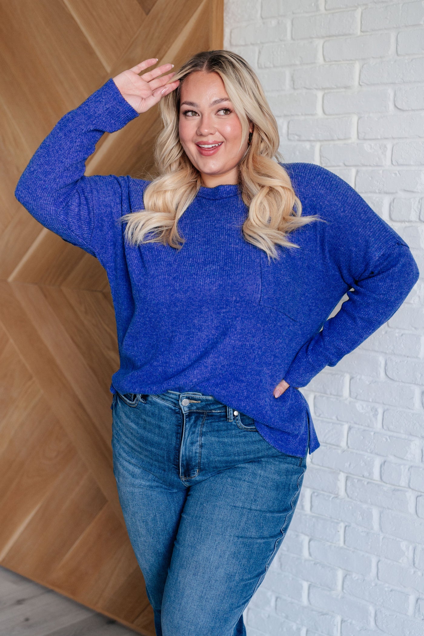 Casual Tuesday Ribbed Knit Sweater in Bright Blue Southern Soul Collectives