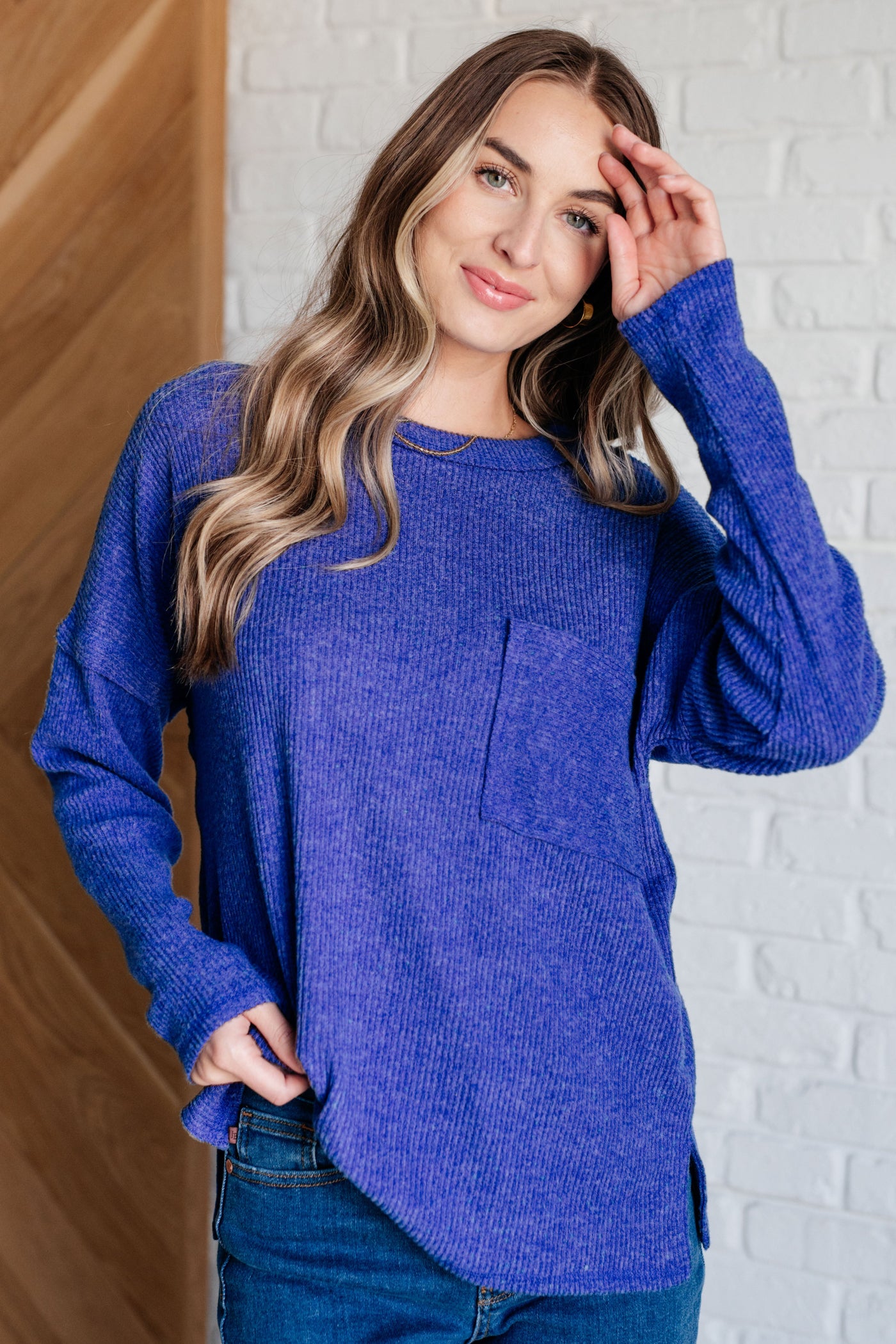 Casual Tuesday Ribbed Knit Sweater in Bright Blue Southern Soul Collectives