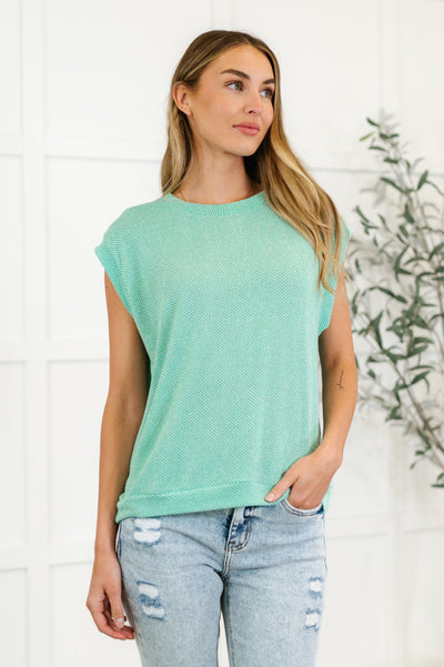 Casually Iconic Waffle Knit Top in Mint Southern Soul Collectives