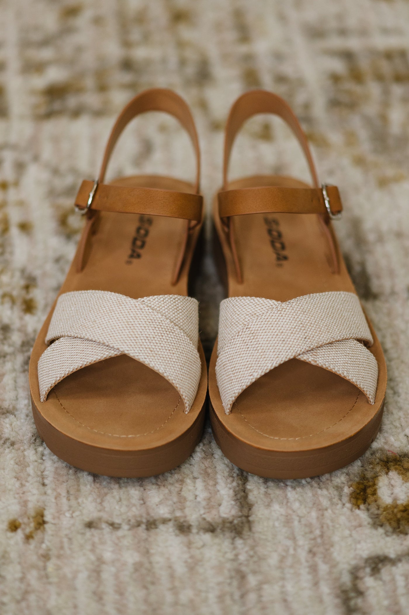 Chester Platform Nubuck Wedge Sandals in Cream