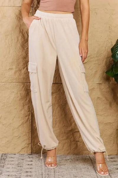 Chic For Days High Waist Drawstring Cargo Pants in Ivory  Southern Soul Collectives