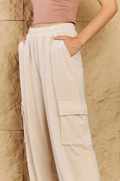 Chic For Days High Waist Drawstring Cargo Pants in Ivory  Southern Soul Collectives