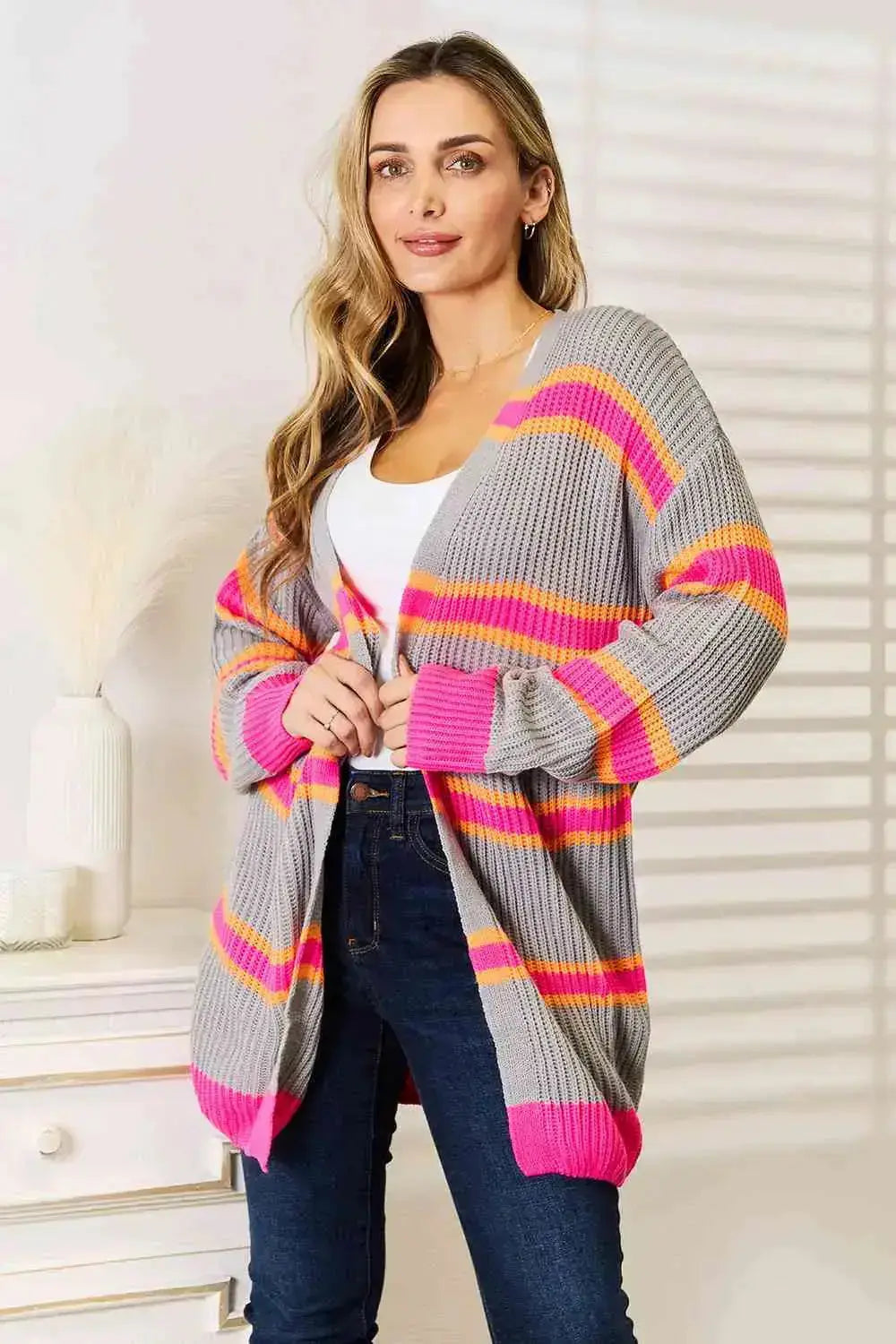 Chic and Striped Long Sleeve Cardigan  Southern Soul Collectives