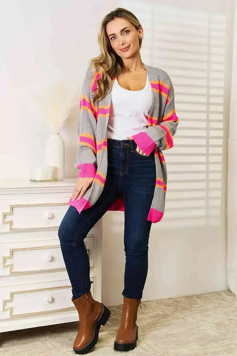 Chic and Striped Long Sleeve Cardigan  Southern Soul Collectives