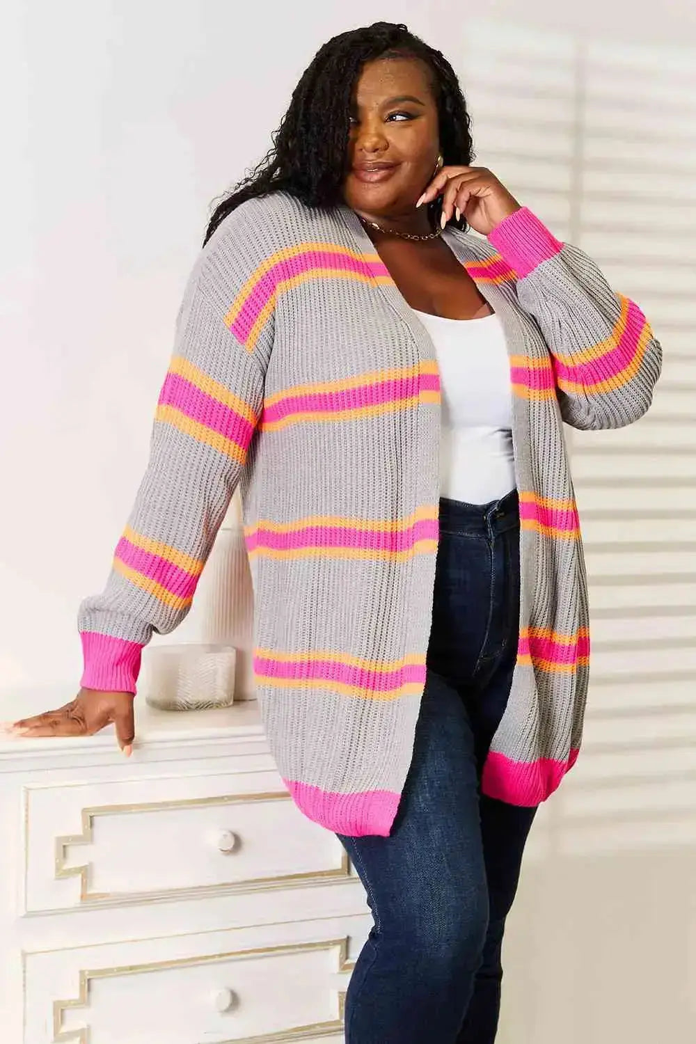 Chic and Striped Long Sleeve Cardigan  Southern Soul Collectives