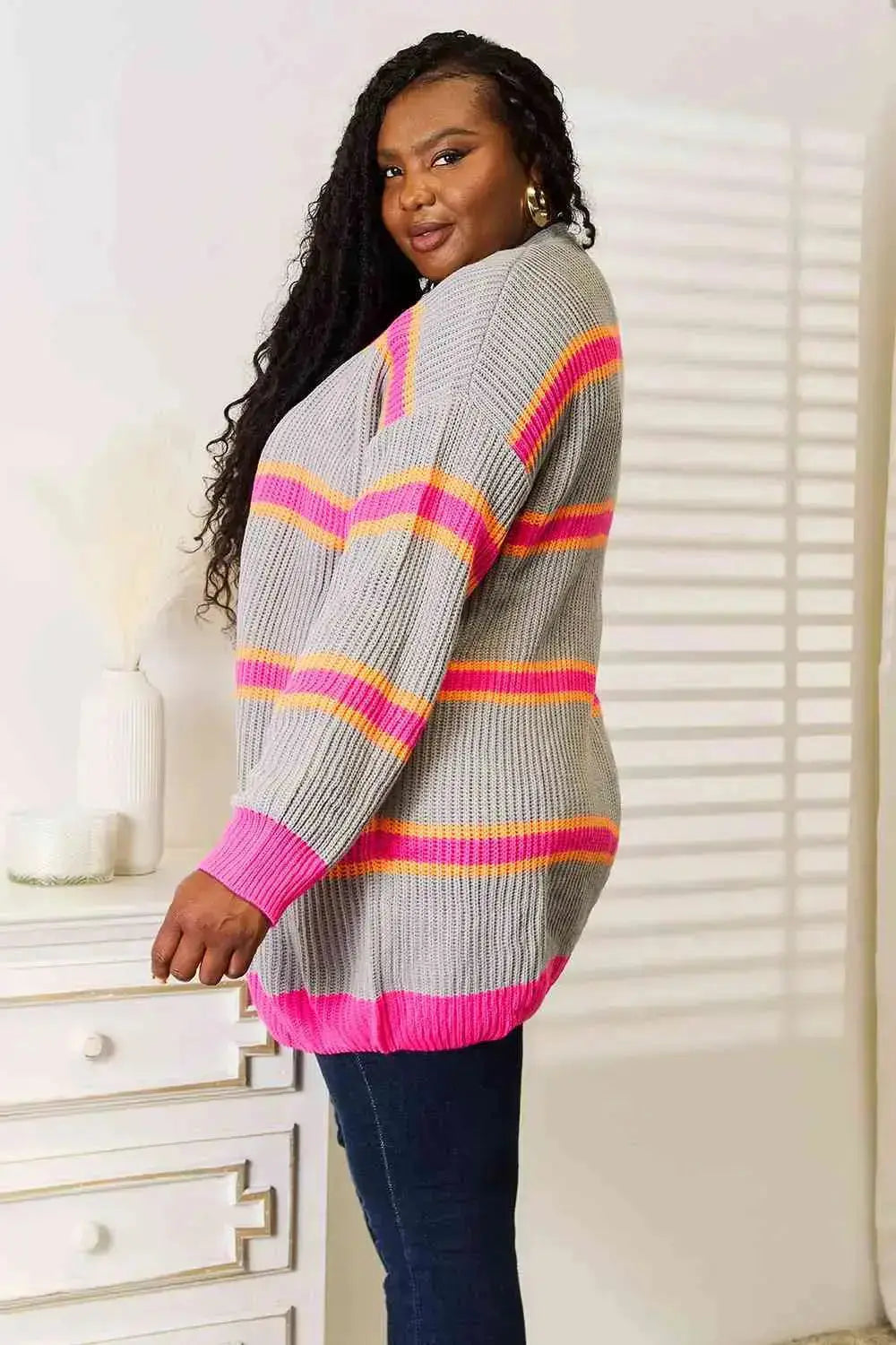 Chic and Striped Long Sleeve Cardigan  Southern Soul Collectives