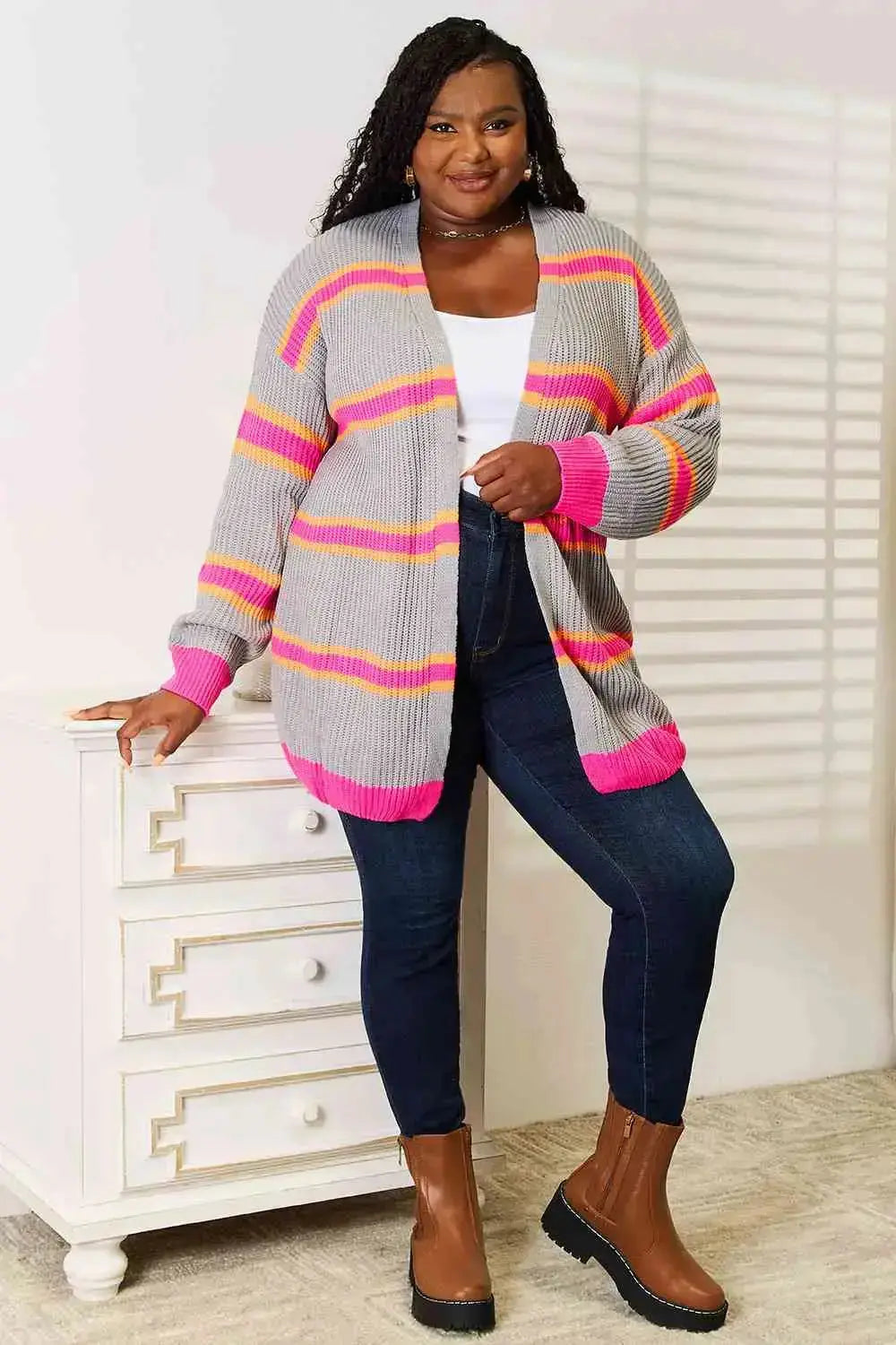 Chic and Striped Long Sleeve Cardigan  Southern Soul Collectives