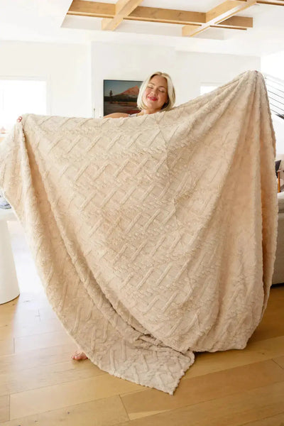 Clara Blanket Family Cuddle Size in Beige Womens Southern Soul Collectives