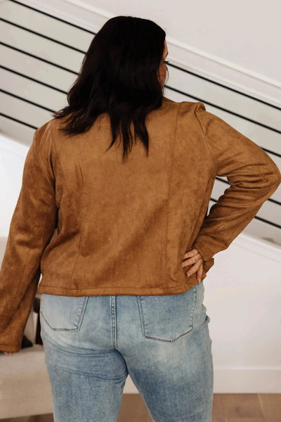 Clara Faux Suede Moto Jacket in Camel Womens Southern Soul Collectives