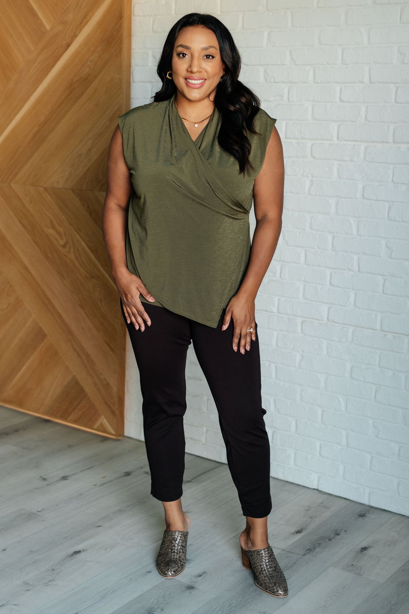 Classic Surplice Front Top in Olive Southern Soul Collectives