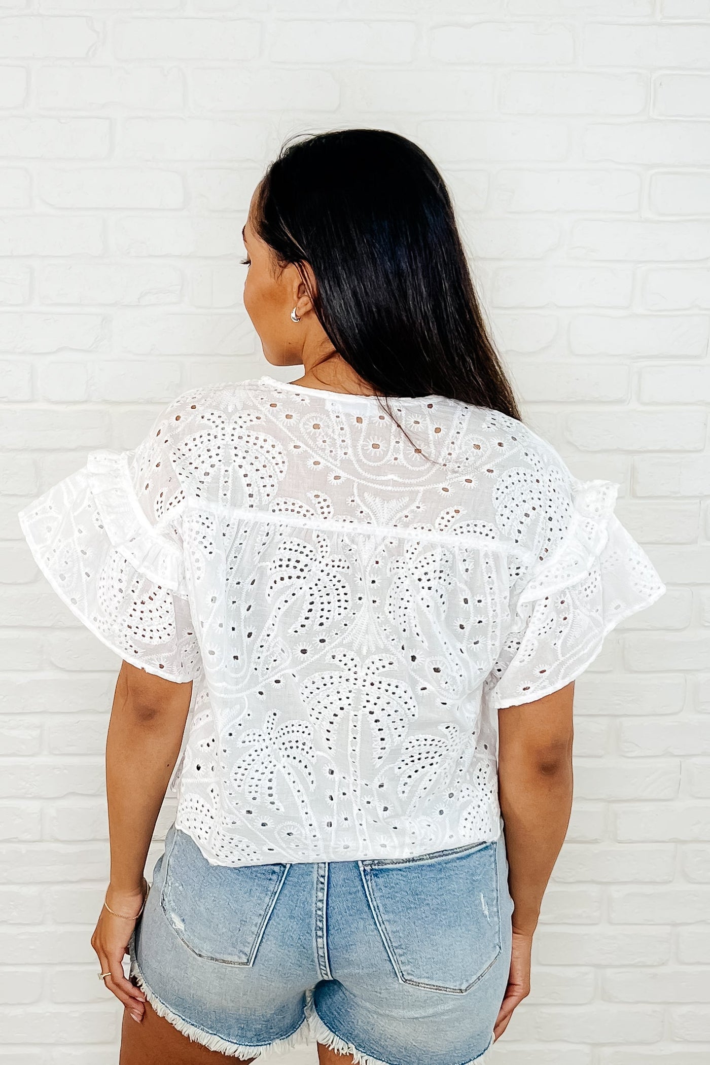 Classy As Heck Eyelet Front Tie Top in Off White Southern Soul Collectives