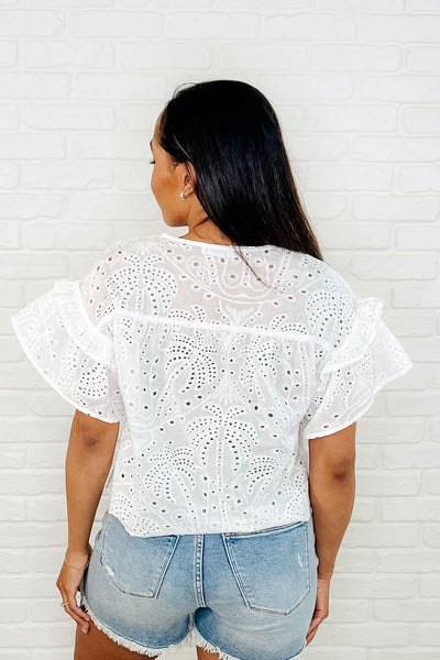 Classy As Heck Eyelet Front Tie Top in Off White Southern Soul Collectives