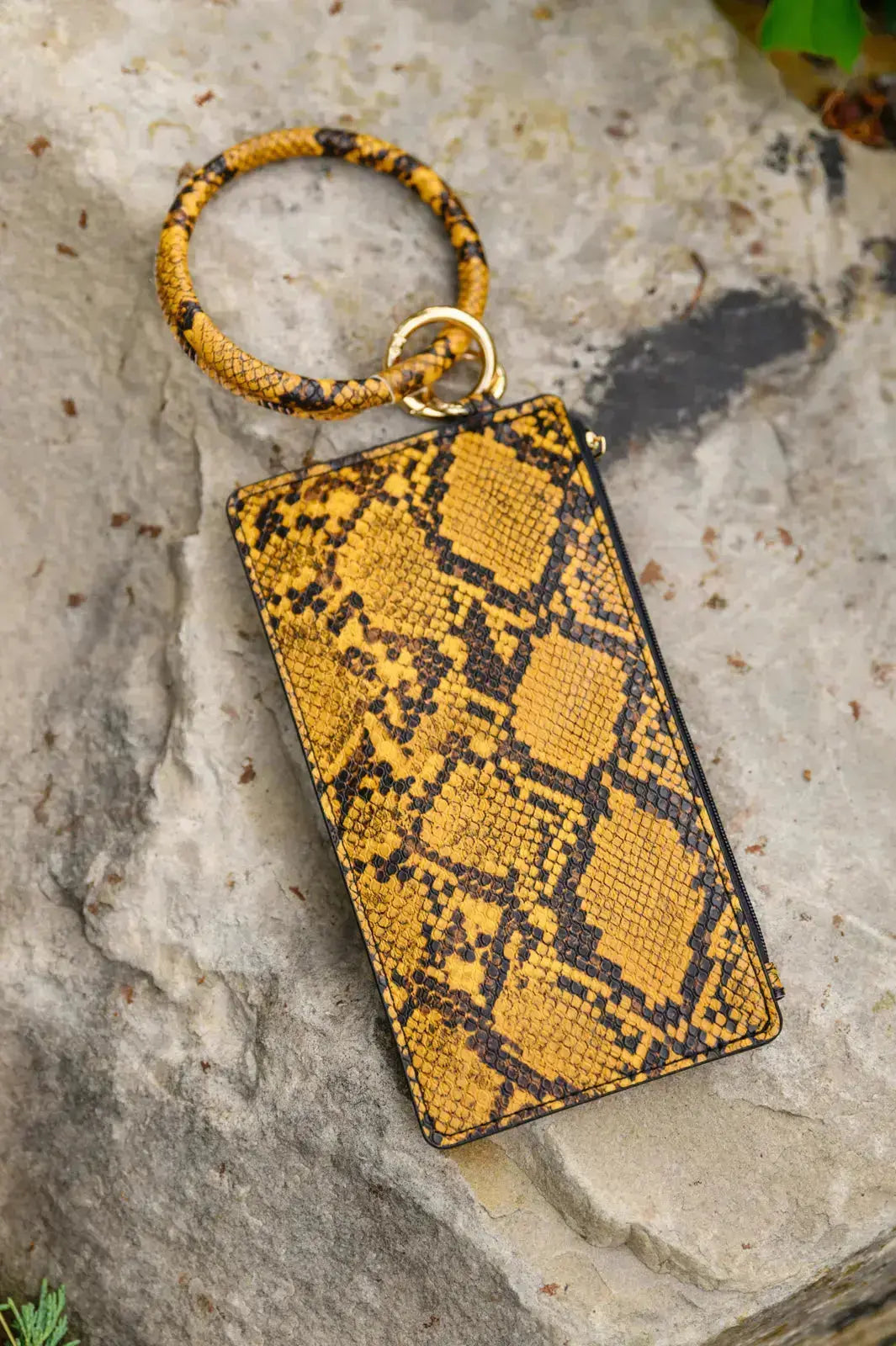 Clear Break Snakeskin Clutch in Yellow Womens Southern Soul Collectives