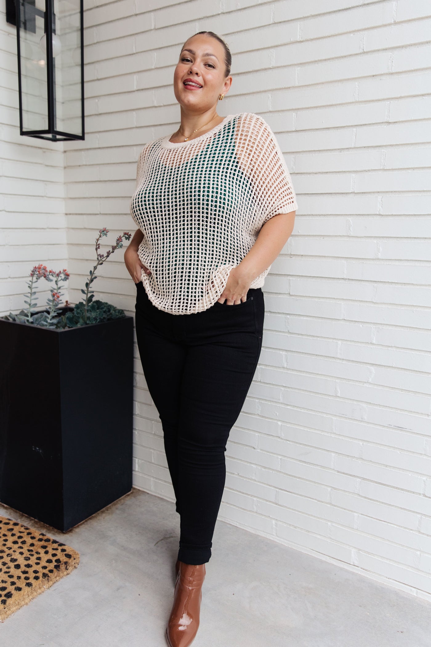 Coastal Dreams Fishnet Top in Cream - Southern Soul Collectives