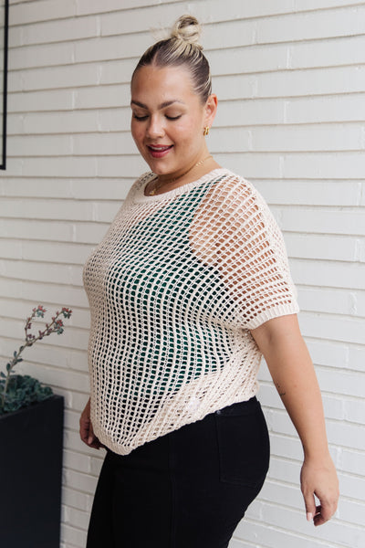 Coastal Dreams Fishnet Top in Cream - Southern Soul Collectives