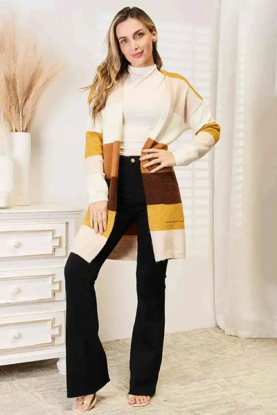 Color Me Fall Block Striped Dropped Shoulder Cardigan  Southern Soul Collectives