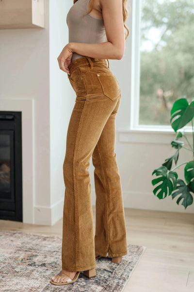 Cordelia Bootcut Corduroy Pants in Camel Womens Southern Soul Collectives