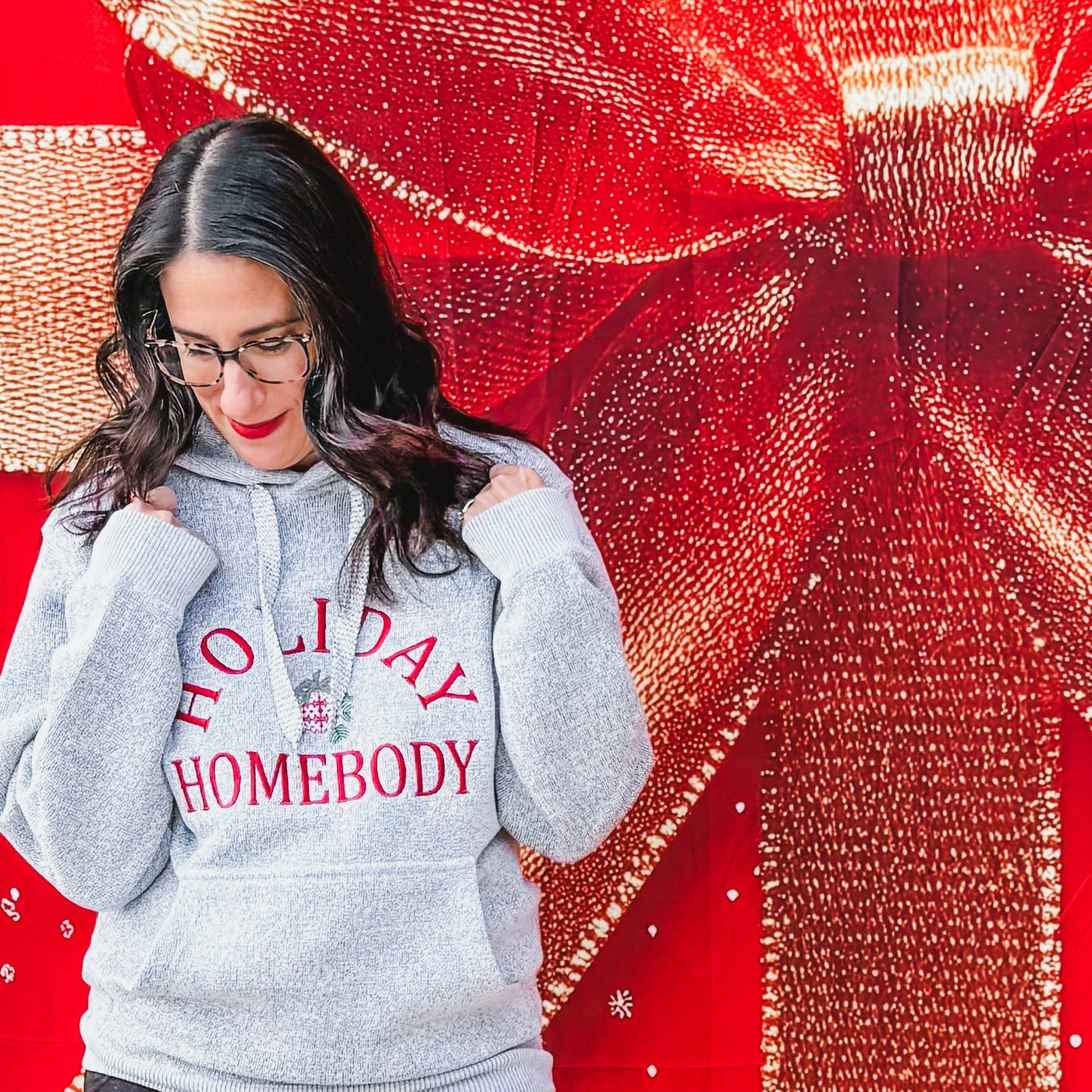 Holiday homebody embroidered knit hoodie Southern Soul Collectives