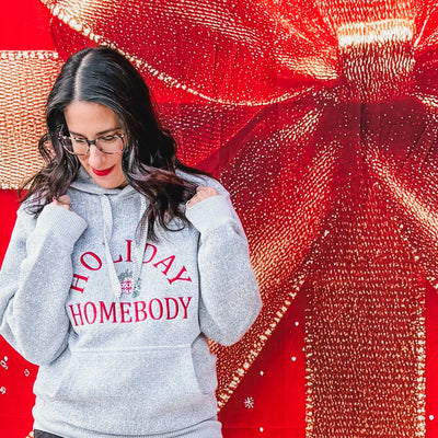 Holiday homebody embroidered knit hoodie Southern Soul Collectives