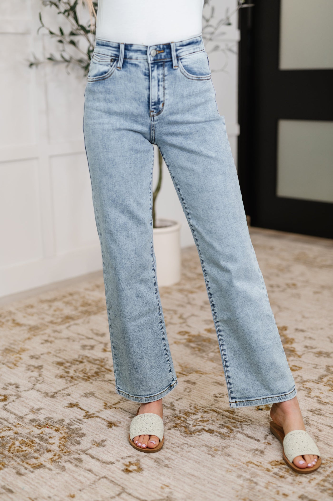 Debbie High Rise Stone Wash Straight Fit Jeans Southern Soul Collectives