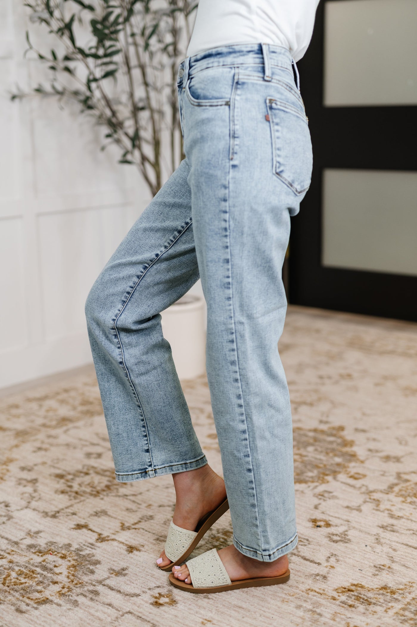 Debbie High Rise Stone Wash Straight Fit Jeans Southern Soul Collectives