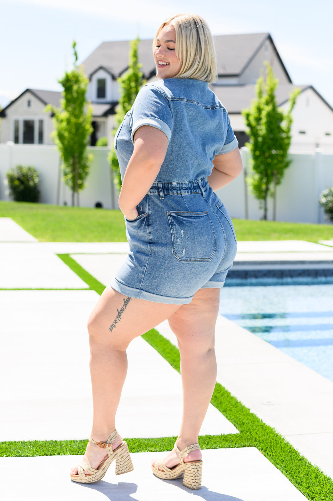 Judy Blue Delia High Rise Short Sleeve Romper Southern Soul Collectives