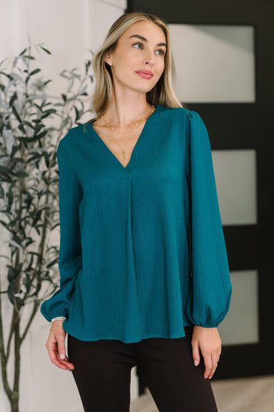 Desk to Dinner V-Neck Balloon Sleeve Blouse Southern Soul Collectives