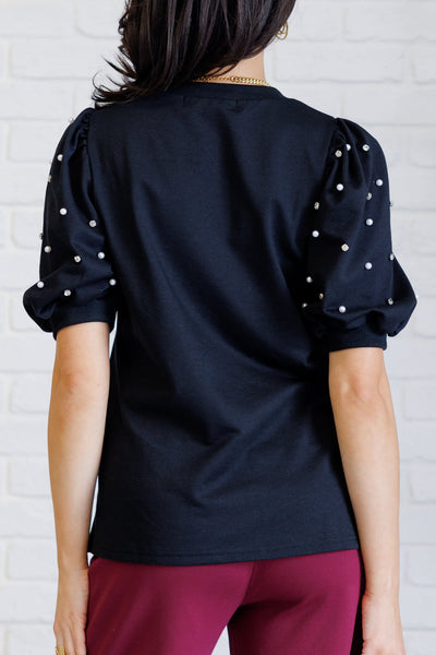 Diamonds and Pearls Puff Sleeve Top in Black Southern Soul Collectives