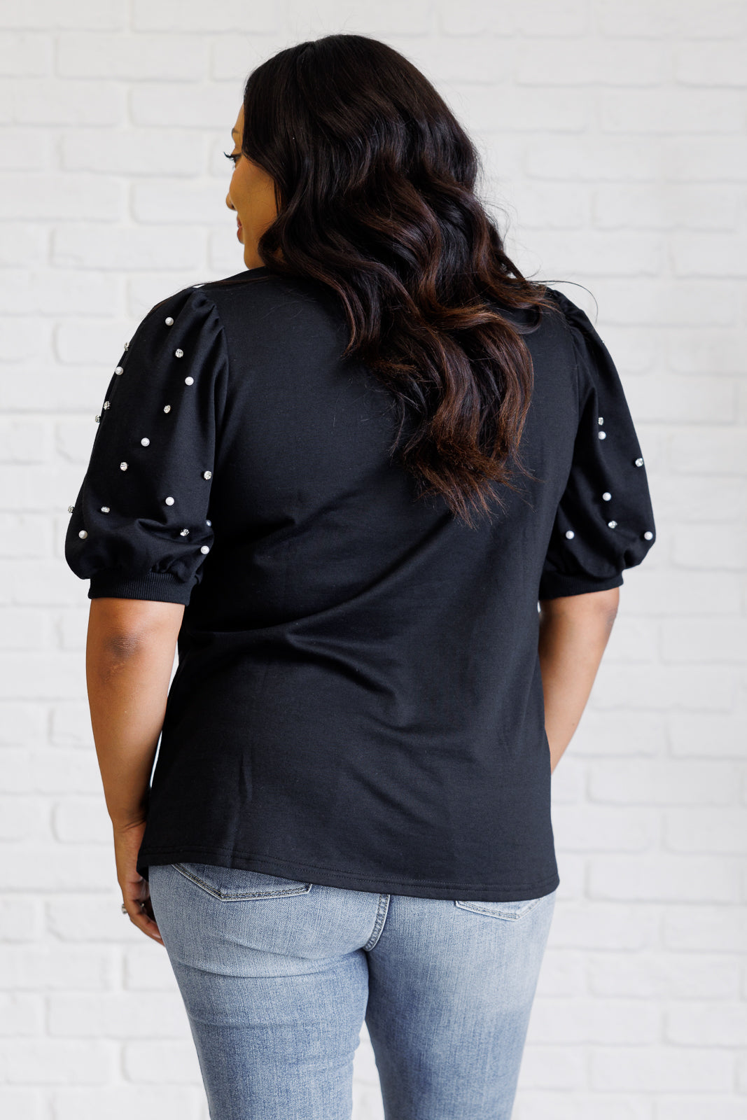 Diamonds and Pearls Puff Sleeve Top in Black Southern Soul Collectives