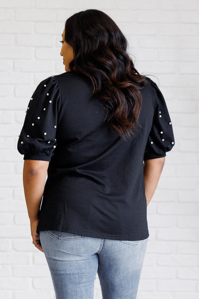 Diamonds and Pearls Puff Sleeve Top in Black Southern Soul Collectives