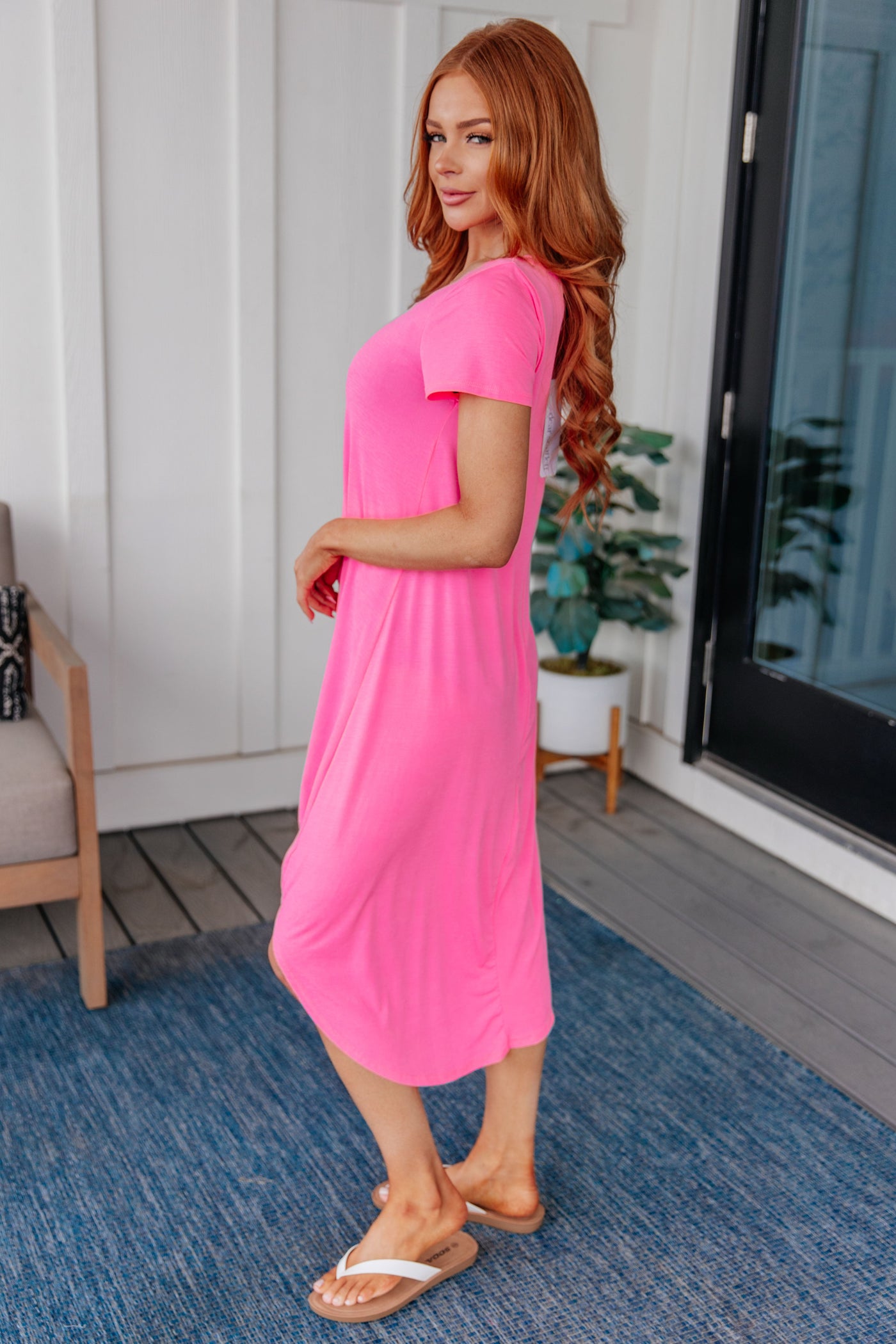 Dolman Sleeve Maxi Dress in Neon Pink Southern Soul Collectives