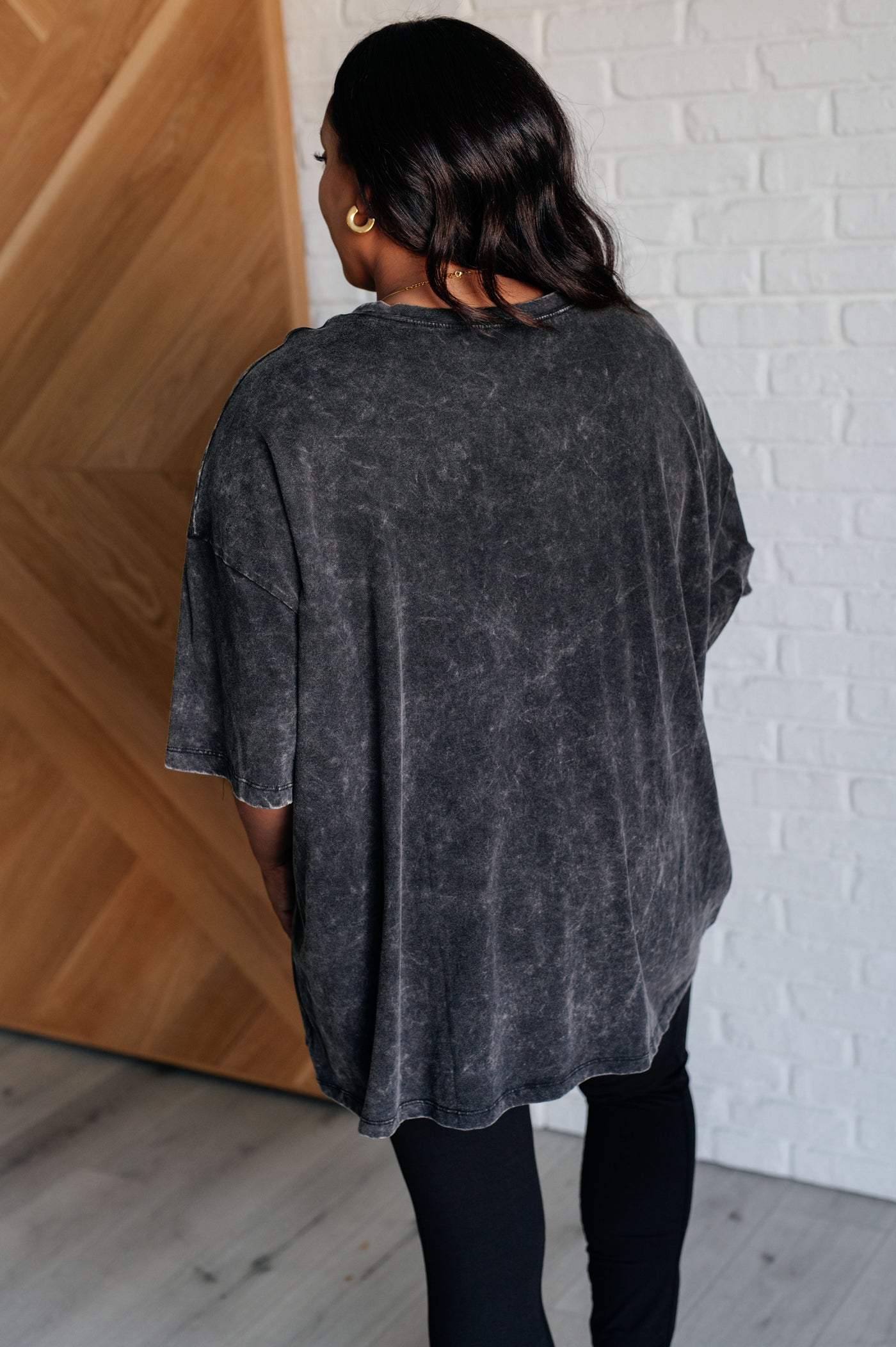 Don't Mind Me Mineral Wash Drop Shoulder Tee in Ash Black Southern Soul Collectives