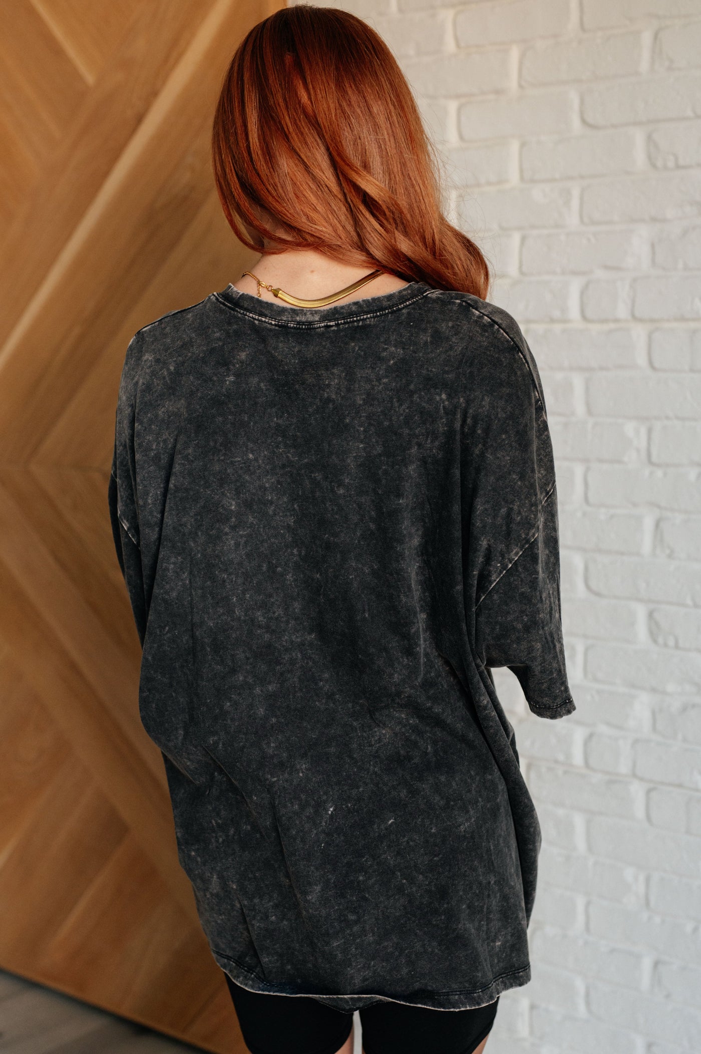 Don't Mind Me Mineral Wash Drop Shoulder Tee in Ash Black Southern Soul Collectives