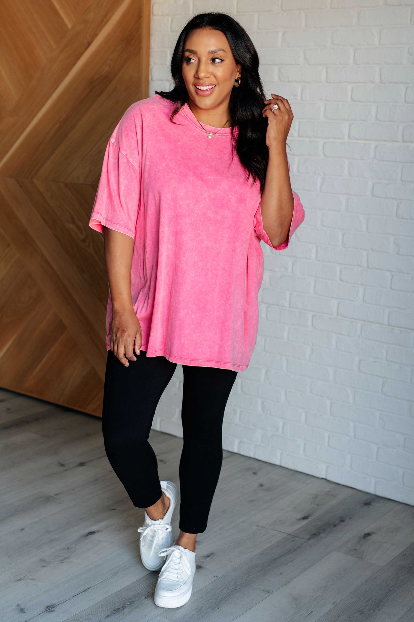 Don't Mind Me Mineral Wash Drop Shoulder Tee in Fuchsia Southern Soul Collectives