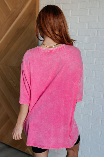 Don't Mind Me Mineral Wash Drop Shoulder Tee in Fuchsia Southern Soul Collectives