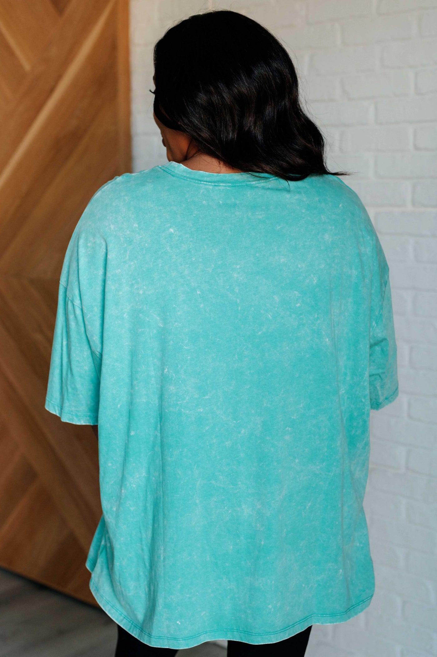 Don't Mind Me Mineral Wash Drop Shoulder Tee in Turquoise Southern Soul Collectives