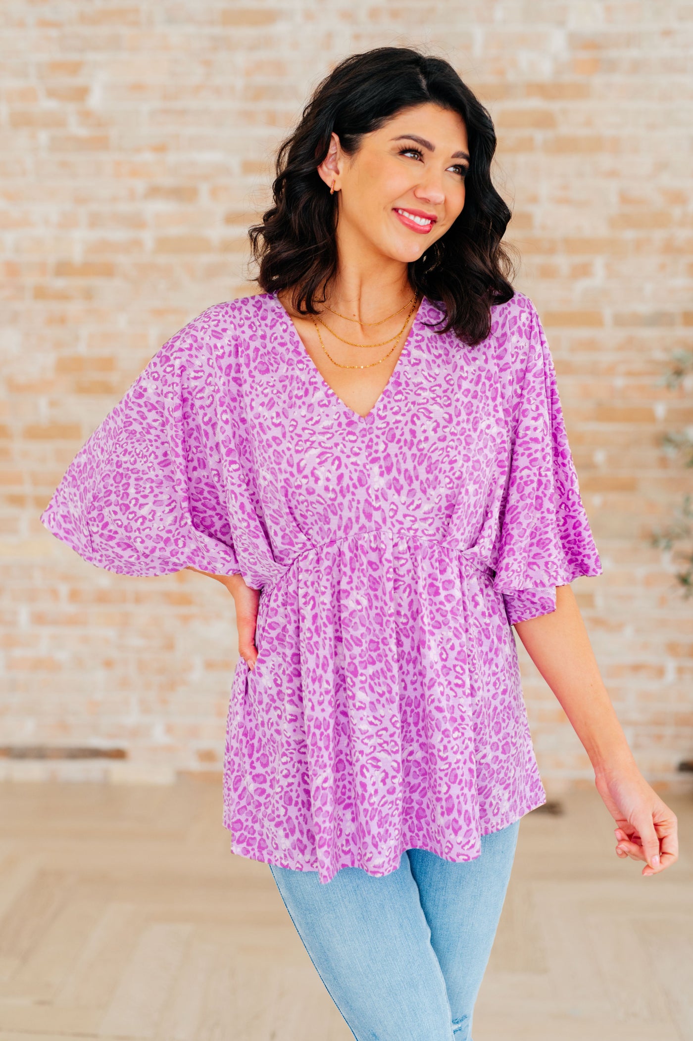 Dreamer Peplum Top in Lavender Leopard Southern Soul Collectives