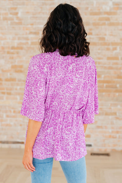 Dreamer Peplum Top in Lavender Leopard Southern Soul Collectives