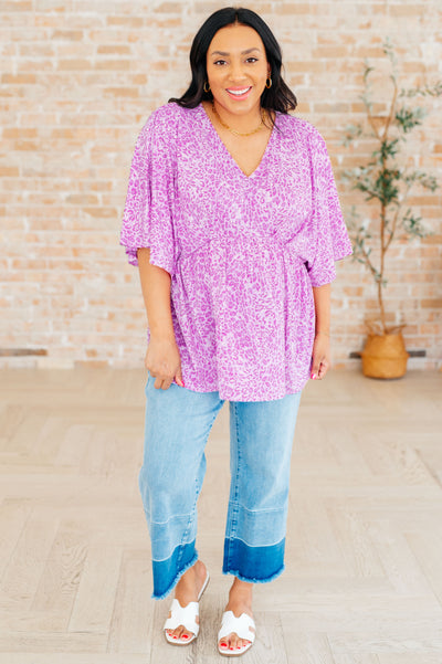 Dreamer Peplum Top in Lavender Leopard Southern Soul Collectives