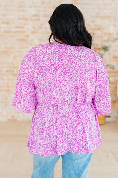 Dreamer Peplum Top in Lavender Leopard Southern Soul Collectives