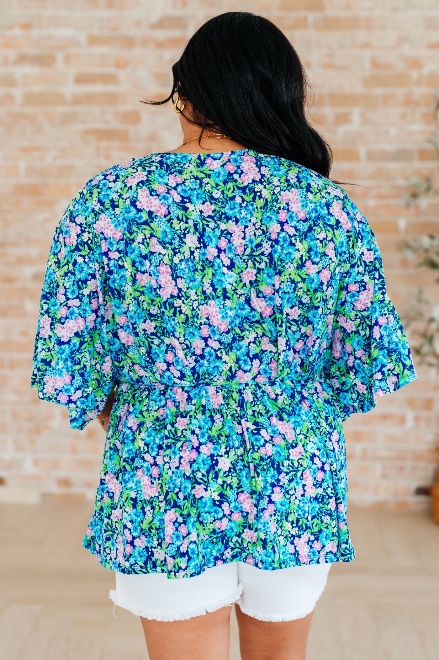 Dreamer Peplum Top in Navy and Mint Floral Southern Soul Collectives