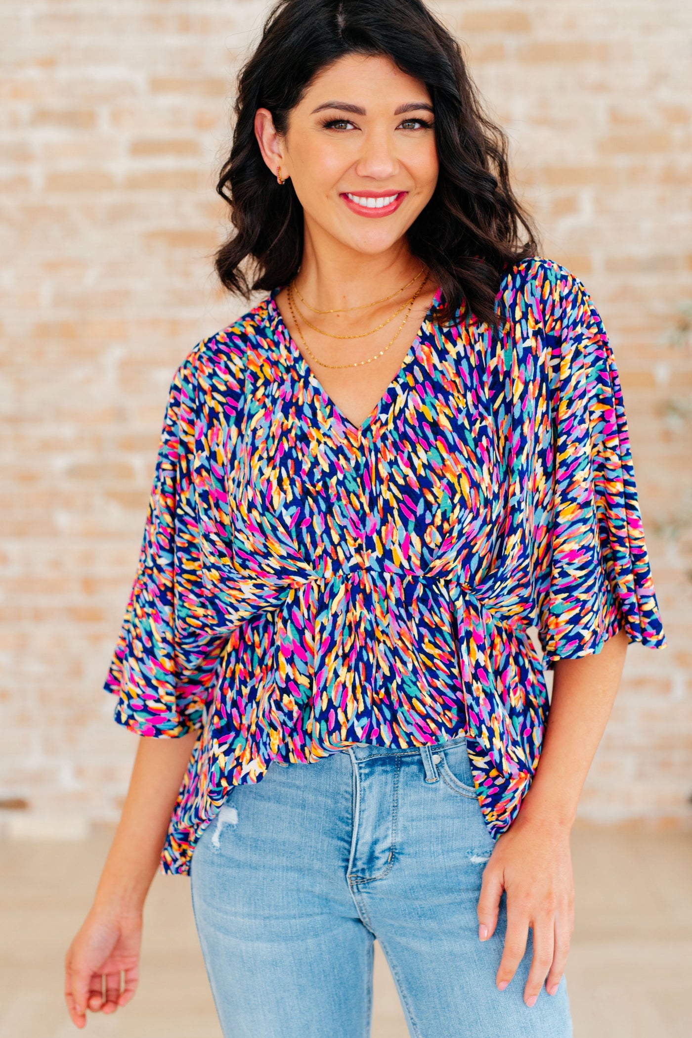 Dreamer Peplum Top in Painted Royal Multi Southern Soul Collectives