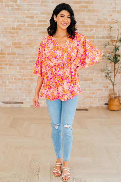 Dreamer Peplum Top in Pink Filigree Southern Soul Collectives