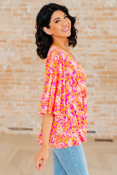 Dreamer Peplum Top in Pink Filigree Southern Soul Collectives