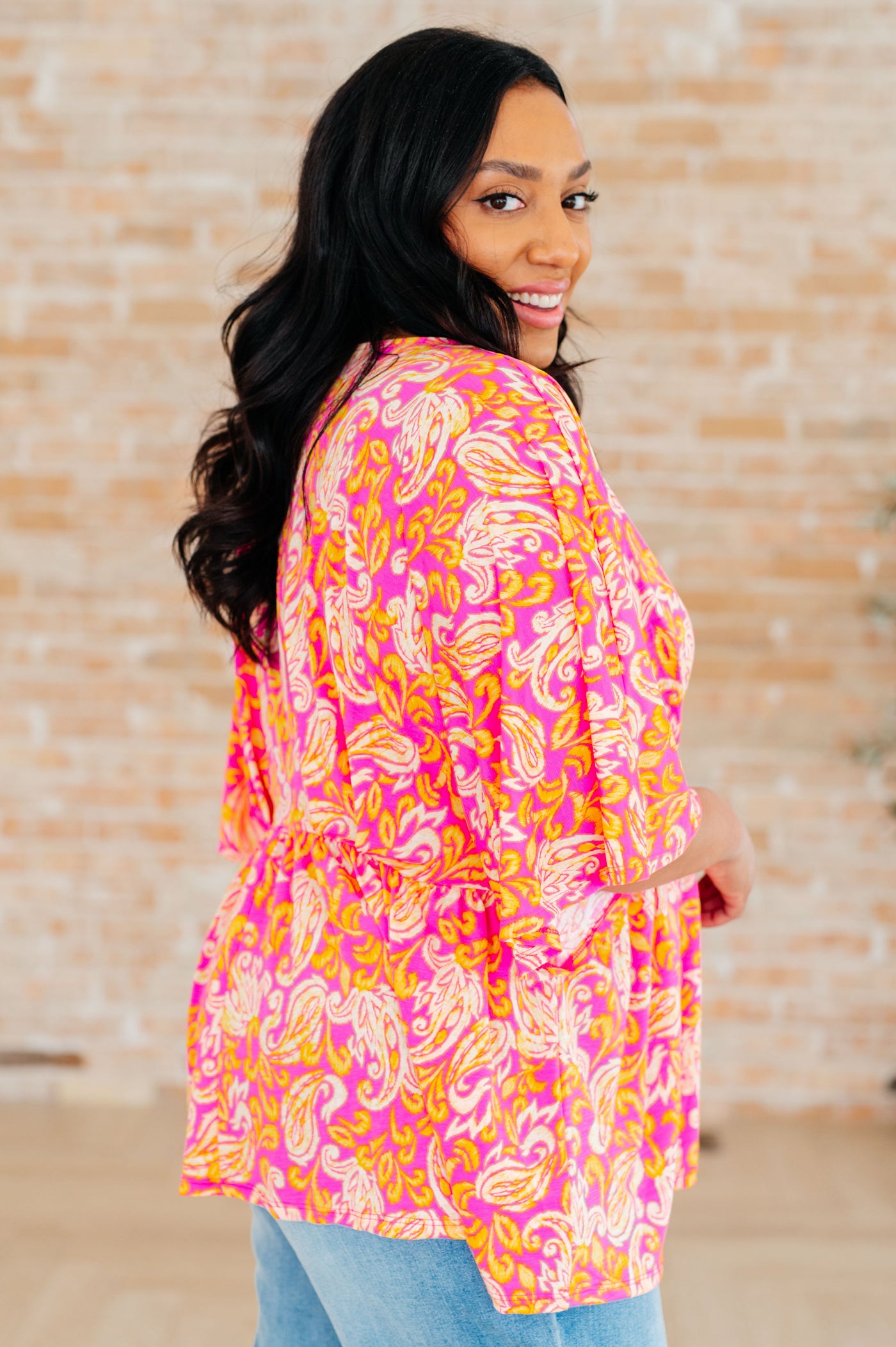 Dreamer Peplum Top in Pink Filigree Southern Soul Collectives