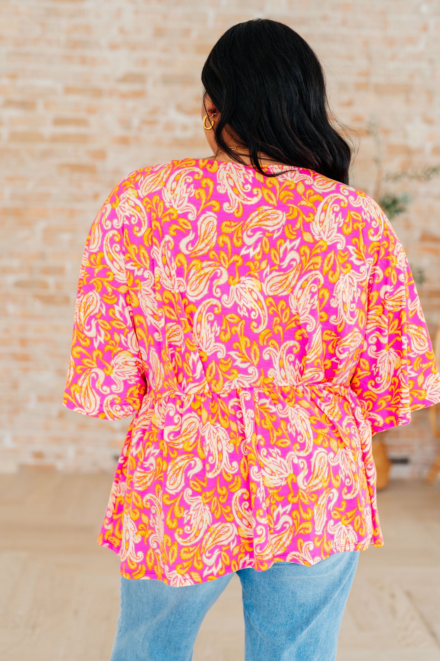 Dreamer Peplum Top in Pink Filigree Southern Soul Collectives