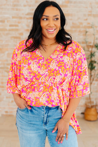 Dreamer Peplum Top in Pink Filigree Southern Soul Collectives