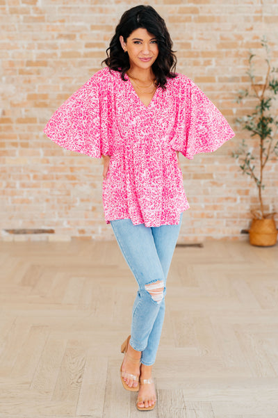 Dreamer Peplum Top in Pink Leopard Southern Soul Collectives