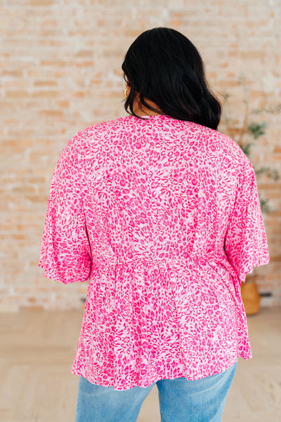 Dreamer Peplum Top in Pink Leopard Southern Soul Collectives